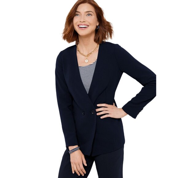 Talbots Jackets & Blazers - Talbots Women’s Easy Travel Collarless Blazer Navy Size 10 NWT